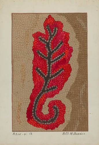 Hooked Rug (Section of Border) by Ruth M. Barnes, index of american design, 1936