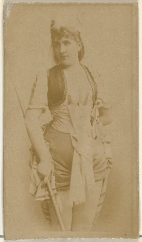 [Actress holding wooden cane], from the Actors and Actresses series (N145-8) issued by Duke Sons & Co. to promote Duke Cigarettes by W. Duke, Sons & Co., photograph, 1890-1895