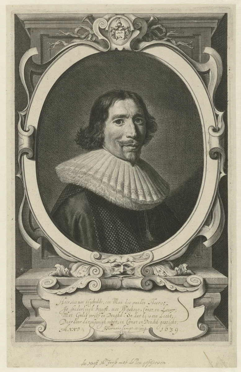 Portret van Hendrik Meurs by Theodor Matham, print, 1639-1676