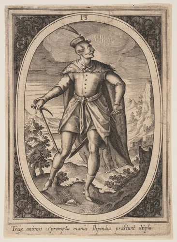 Plate 13 from Military Figures by Heinrich Ulrich, print, 1590-1610
