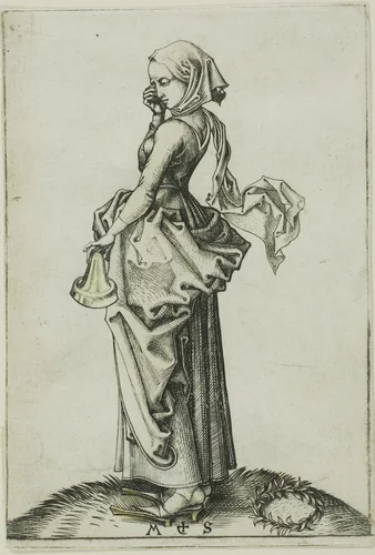 The Fifth Foolish Virgin by Martin Schongauer, print, 1480-1491