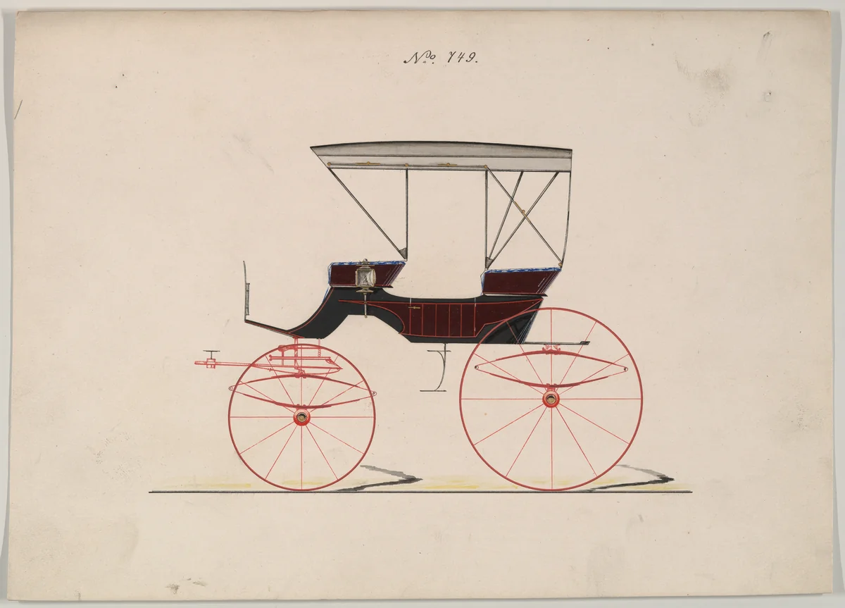 Design for Park Phaeton or Chariotte, no. 749 by Brewster & Co., drawing, 1850-1874