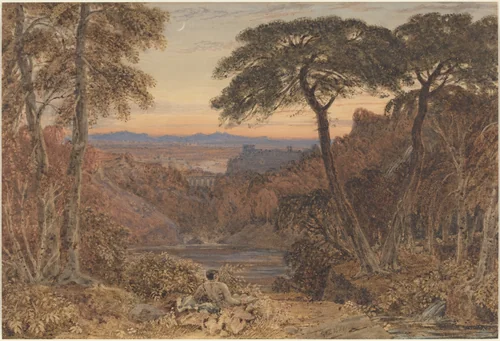 An Arcadian Landscape by George Barret, Jr., drawing, 1767-1842