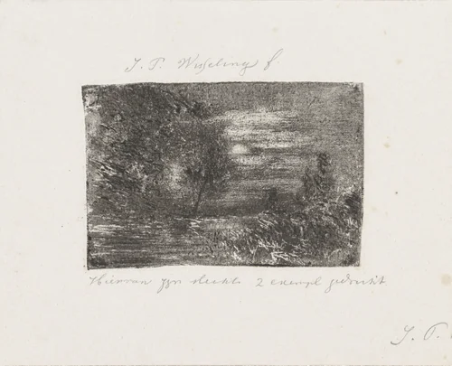 Landschap bij maanlicht by Johannes Pieter van Wisselingh, print, 1830-1882