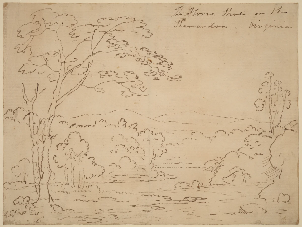 The Horse Shoe on the Shenandoah, Virginia by Joshua Shaw, drawing, 1820-1830