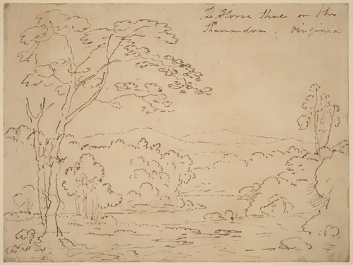 The Horse Shoe on the Shenandoah, Virginia by Joshua Shaw, drawing, 1820-1830