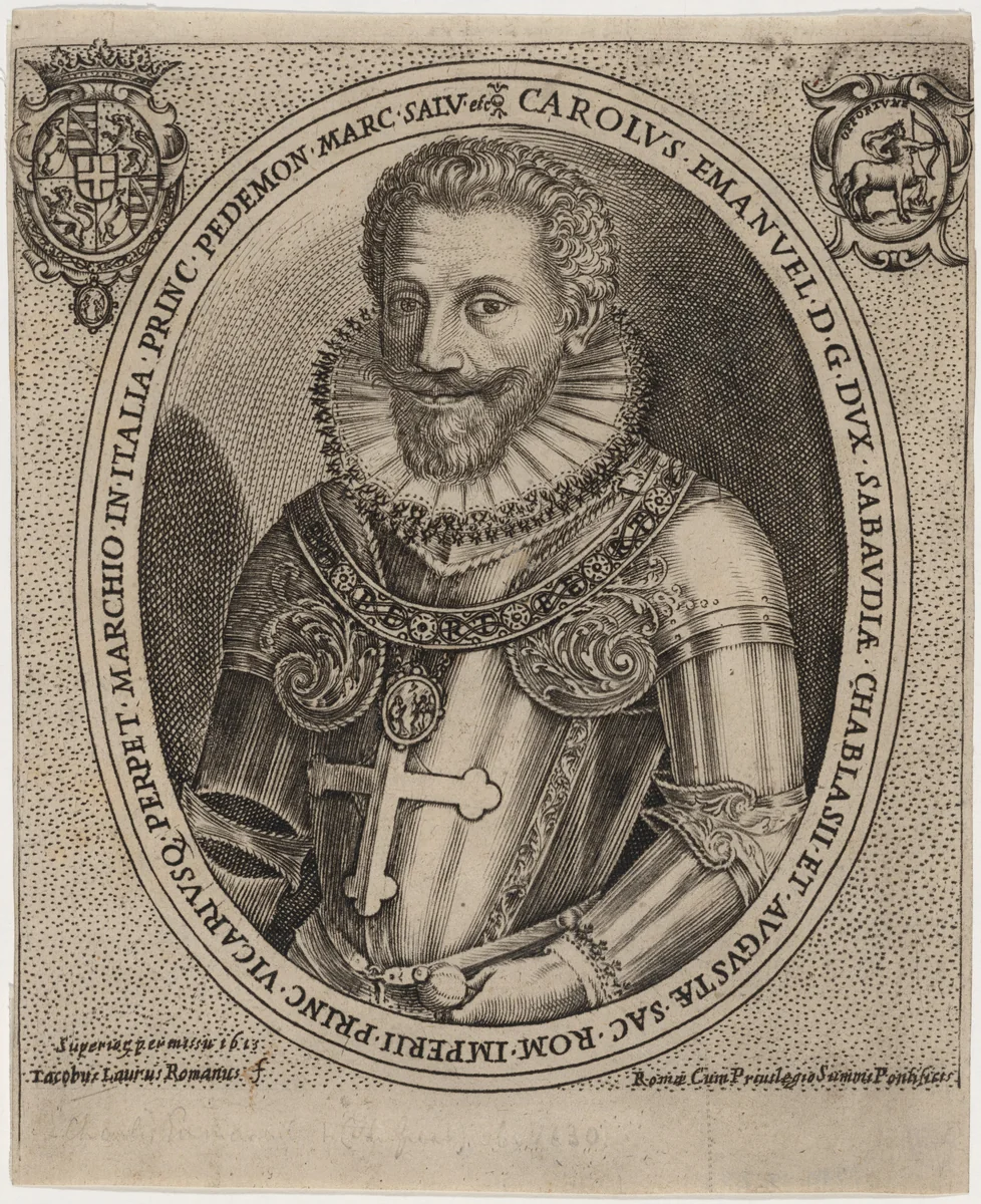 Charles Emmanuel I, Prince of Piedmont by Jacobus Laurus Romanus, print, 1613