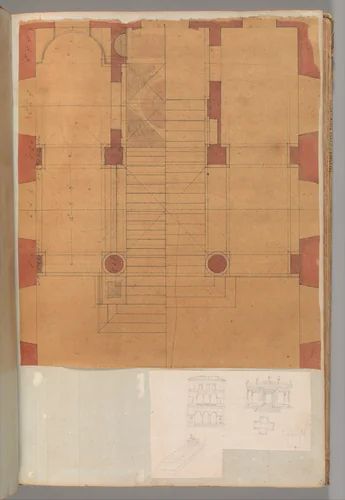 Page from a Scrapbook containing Drawings and Several Prints of Architecture, Interiors, Furniture and Other Objects by Charles Percier, book, 1795-1805