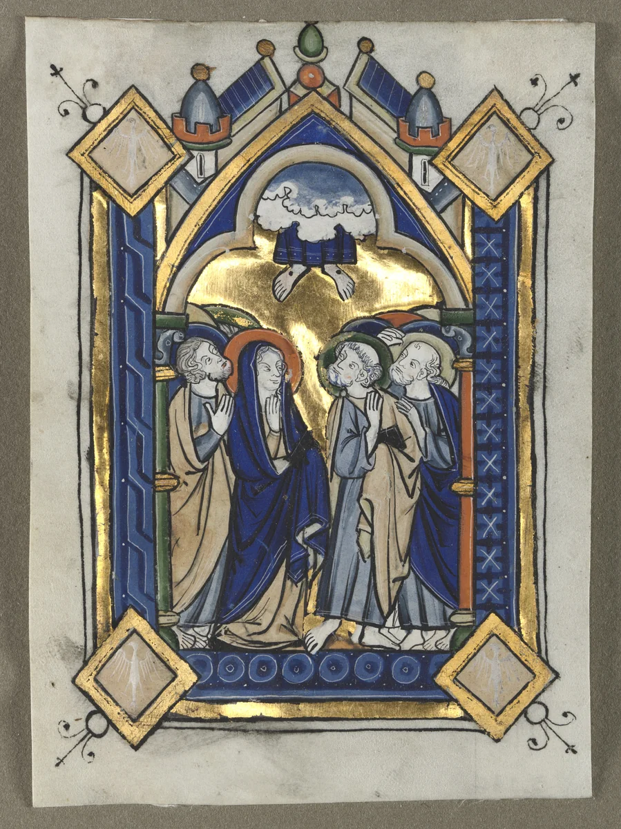 Leaf Excised from a Psalter: The Ascension by Unknown, manuscript, 1255-1265