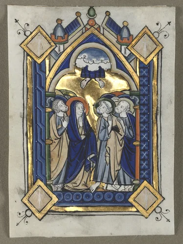 Leaf Excised from a Psalter: The Ascension by Unknown, manuscript, 1255-1265