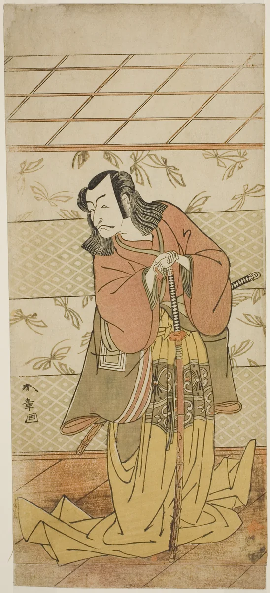The Actor Ichikawa Danjuro V as Ashiya Doman in the Play Kikyo-zome Onna Urakata, Performed at the Morita Theater in the Seventh Month, 1776 by Katsukawa Shunsho (勝川 春章), print, 1771-1781