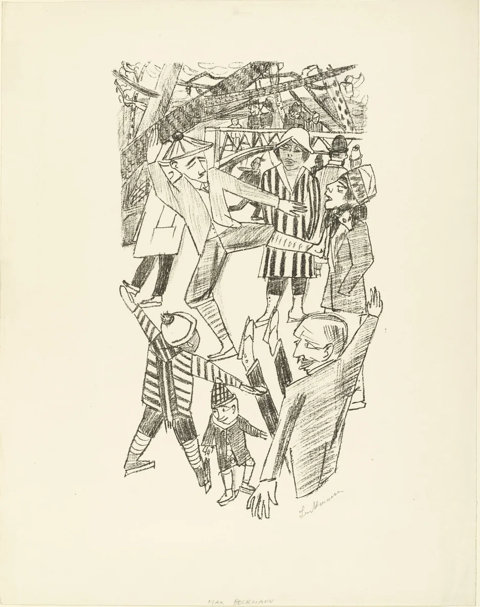 Ice Skating (Eislauf) by Max Beckmann, print, 1922