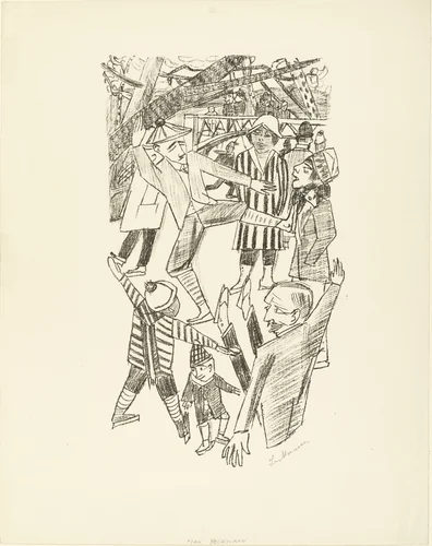 Ice Skating (Eislauf) by Max Beckmann, print, 1922