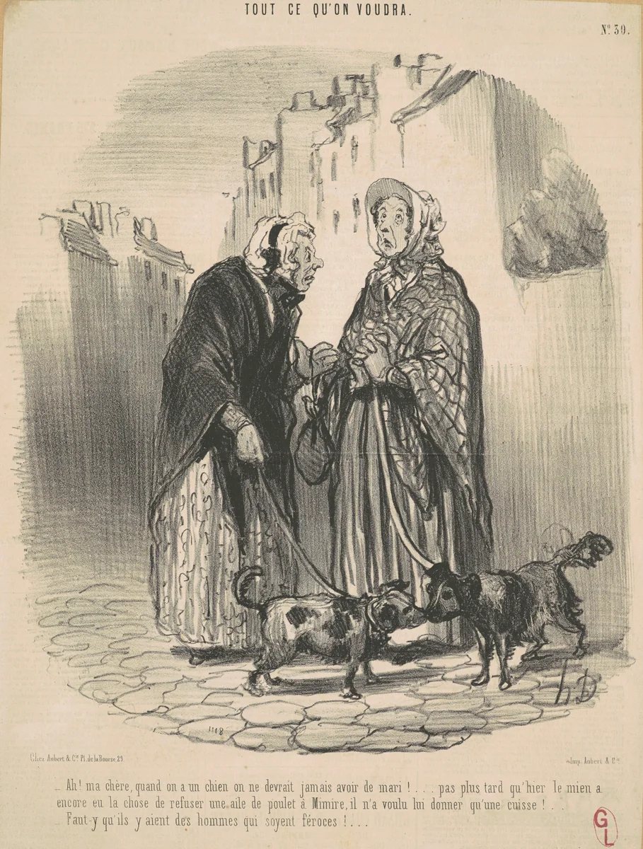 Ah! Ma chère, quand on a un chien ... by Honoré Daumier, print, 1848