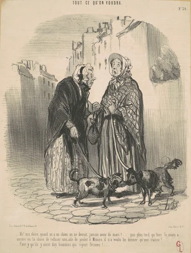 Ah! Ma chère, quand on a un chien ... by Honoré Daumier, print, 1848