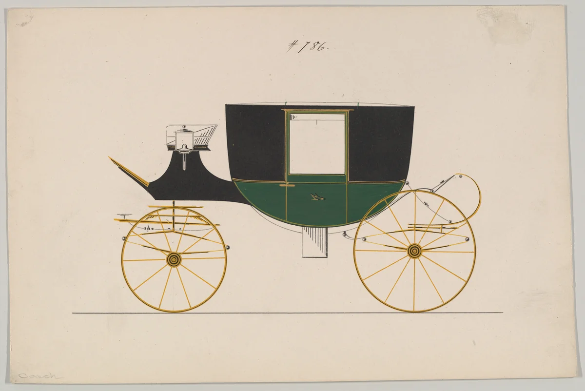 Coach #786 by Brewster & Co., drawing, 1860-1870
