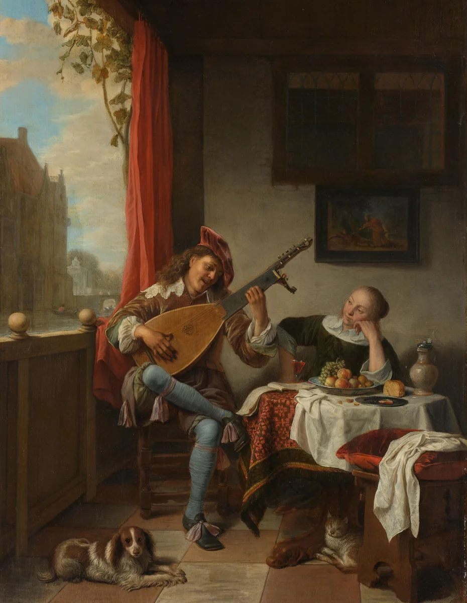 The Lutenist by Hendrick Martensz Sorgh, painting, 1661