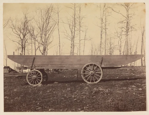 [Detachment of 50th N.Y. Volunteer Engineers, Pontoon Wagon and Saddle Boat] by Timothy O'Sullivan, photograph, 1862-1866