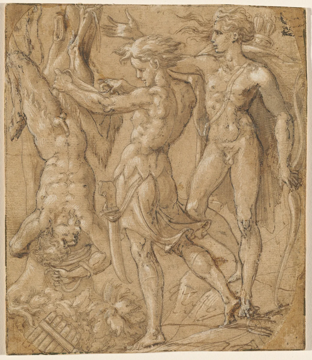 The Flaying of Marsyas by Parmigianino, drawing, 1526-1530