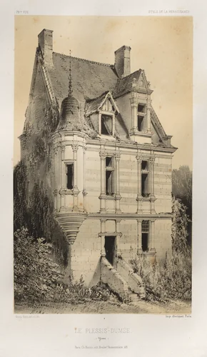 Architecture Pittoresque ou Monuments des XVeme. Et XVIeme. Siecles: Chateaux de France des XV et XVI Siecles: Pl. 79, Le Plessis-Dumée (Yonne) by Victor Petit, print, 1860