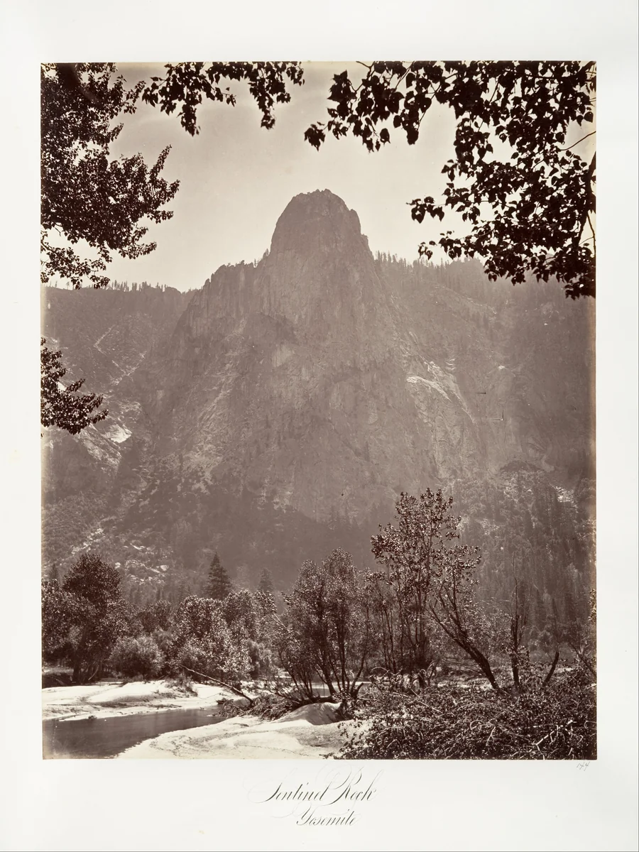 Sentinel Rock, Yosemite by Carleton E. Watkins, photograph, 1870-1874