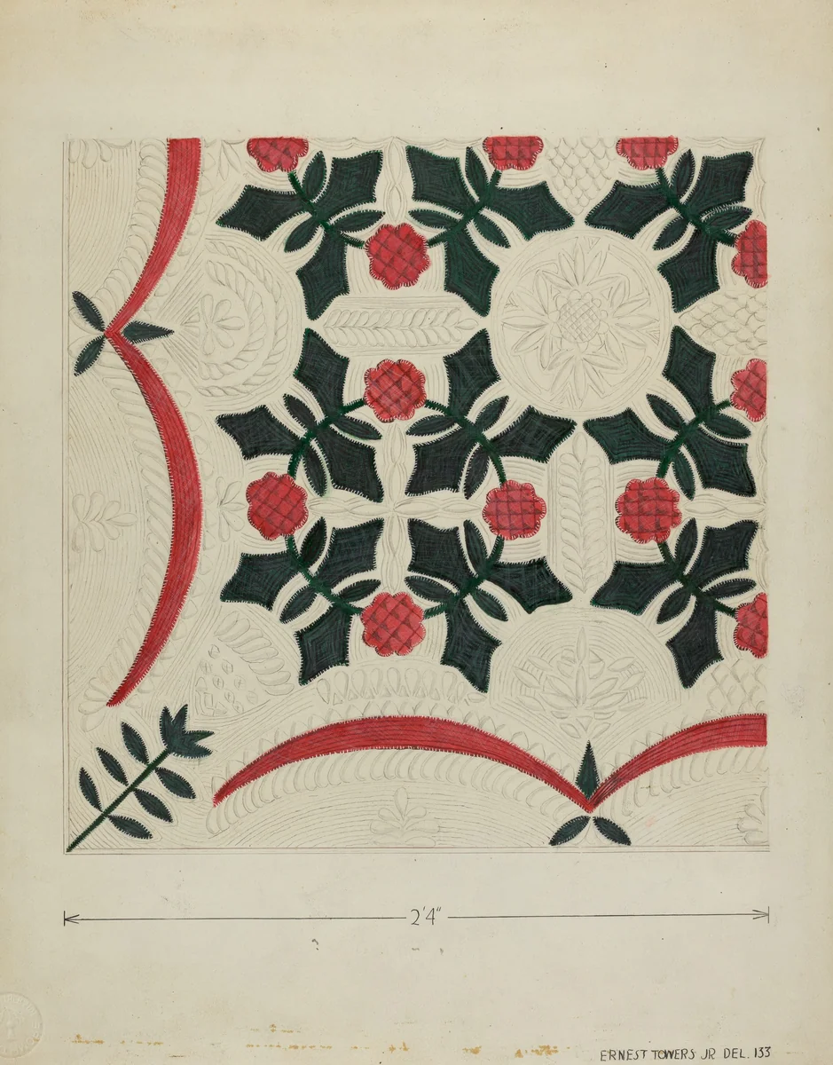 Applique Coverlet by Ernest A. Towers, Jr., index of american design, 1936