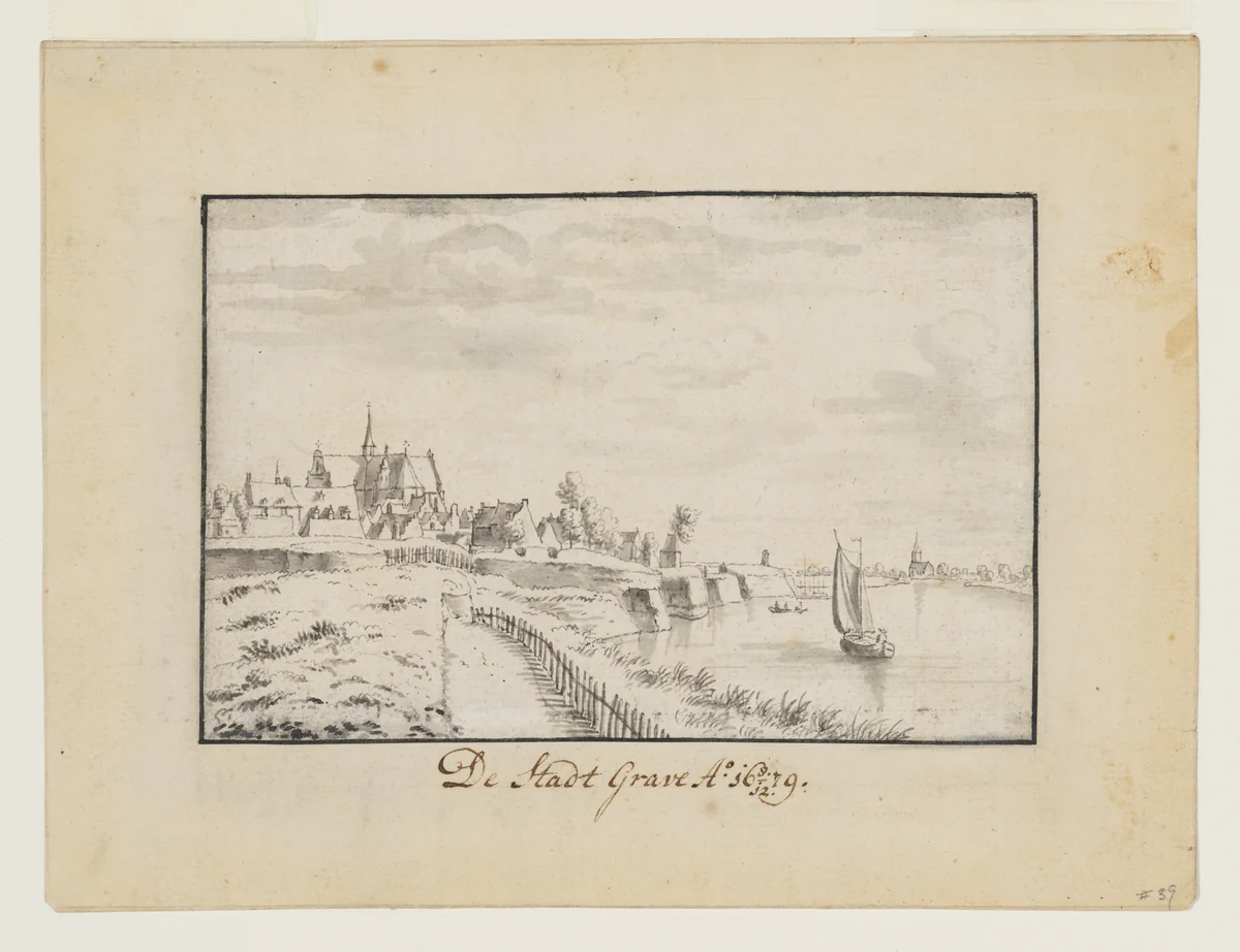 View of Grave by Josua de Grave, drawing, 1674-1684