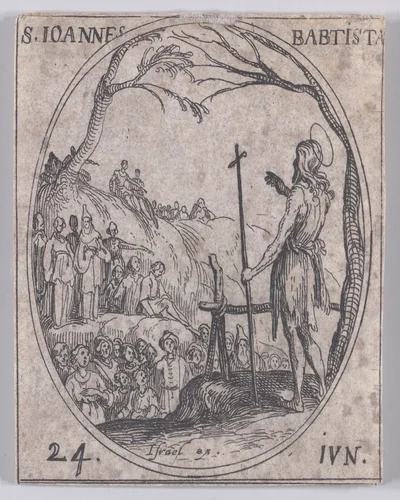 S. Jean Baptiste (St. John the Baptist), June 24th, from "Les Images De Tous Les Saincts et Saintes de L'Année" (Images of All of the Saints and Religious Events of the Year) by Jacques Callot, print, 1636