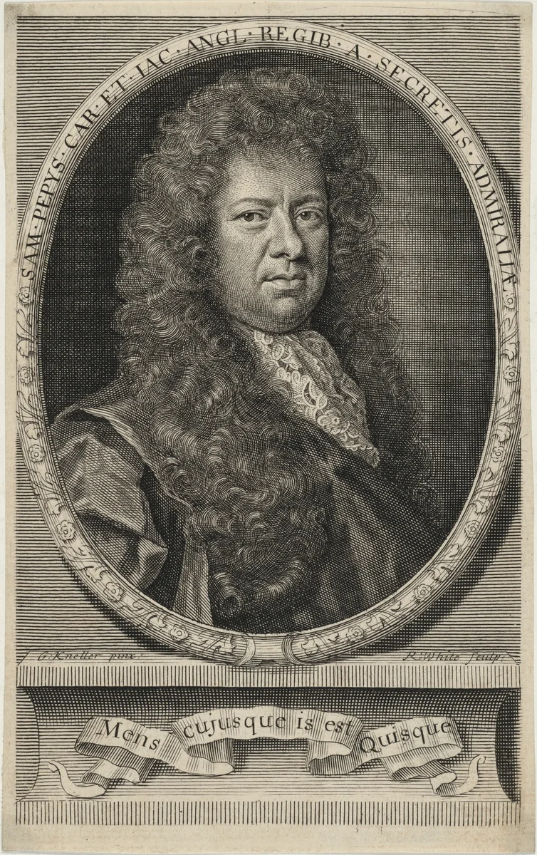 Samuel Pepys, Secretary to the Admiralty, Diarist by Robert White
Sir Godfrey Kneller, print, 1645-1703