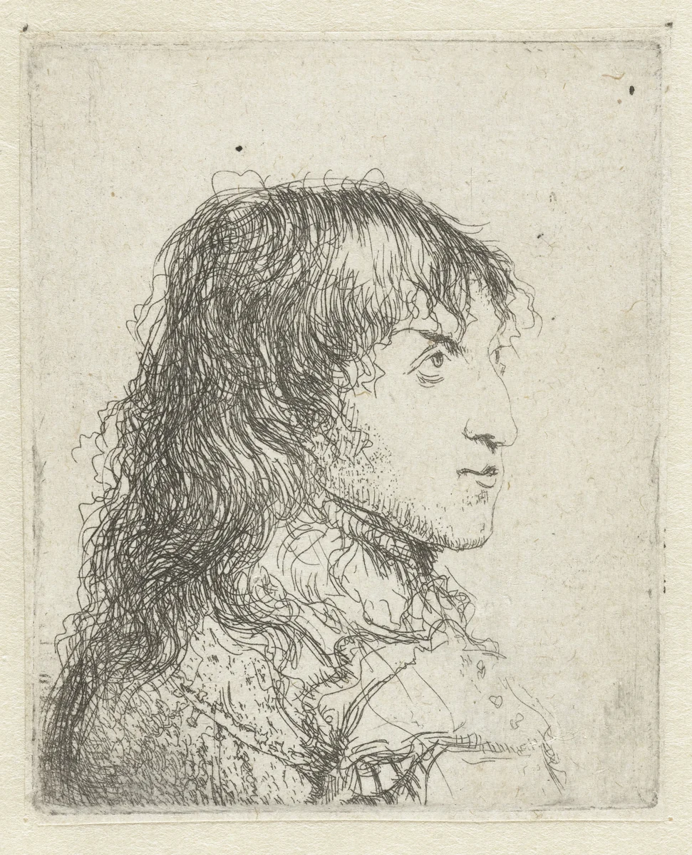 Borstbeeld van een jonge man by Jan Lievens, print, 1625-1674