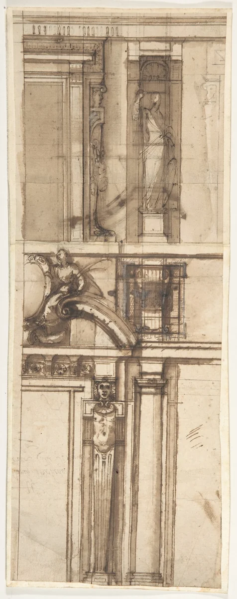 Design in Elevation for the Façade of a Building by Ludovico Cardi, drawing, 1590-1610