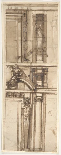 Design in Elevation for the Façade of a Building by Ludovico Cardi, drawing, 1590-1610