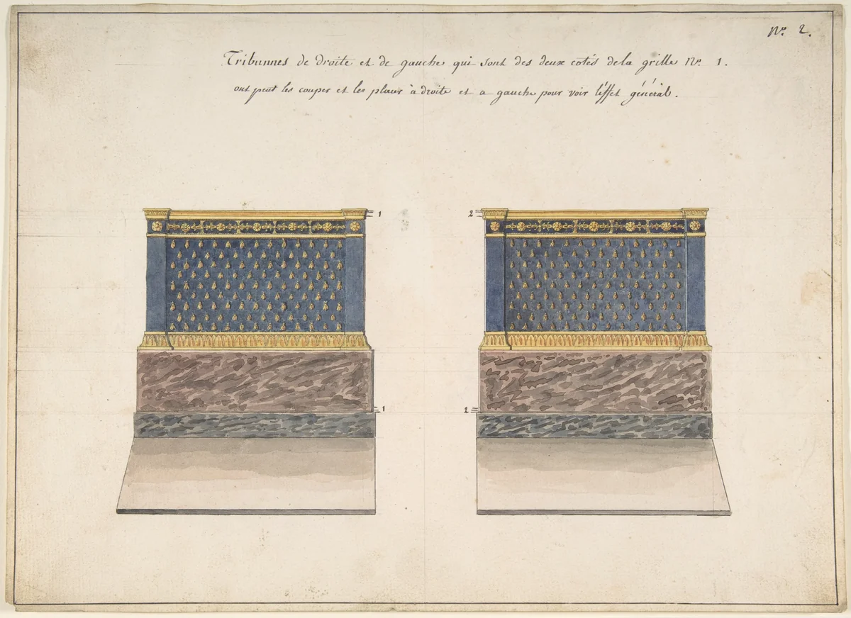 Right and Left Tribunes by Charles Percier, drawing, 1764-1838
