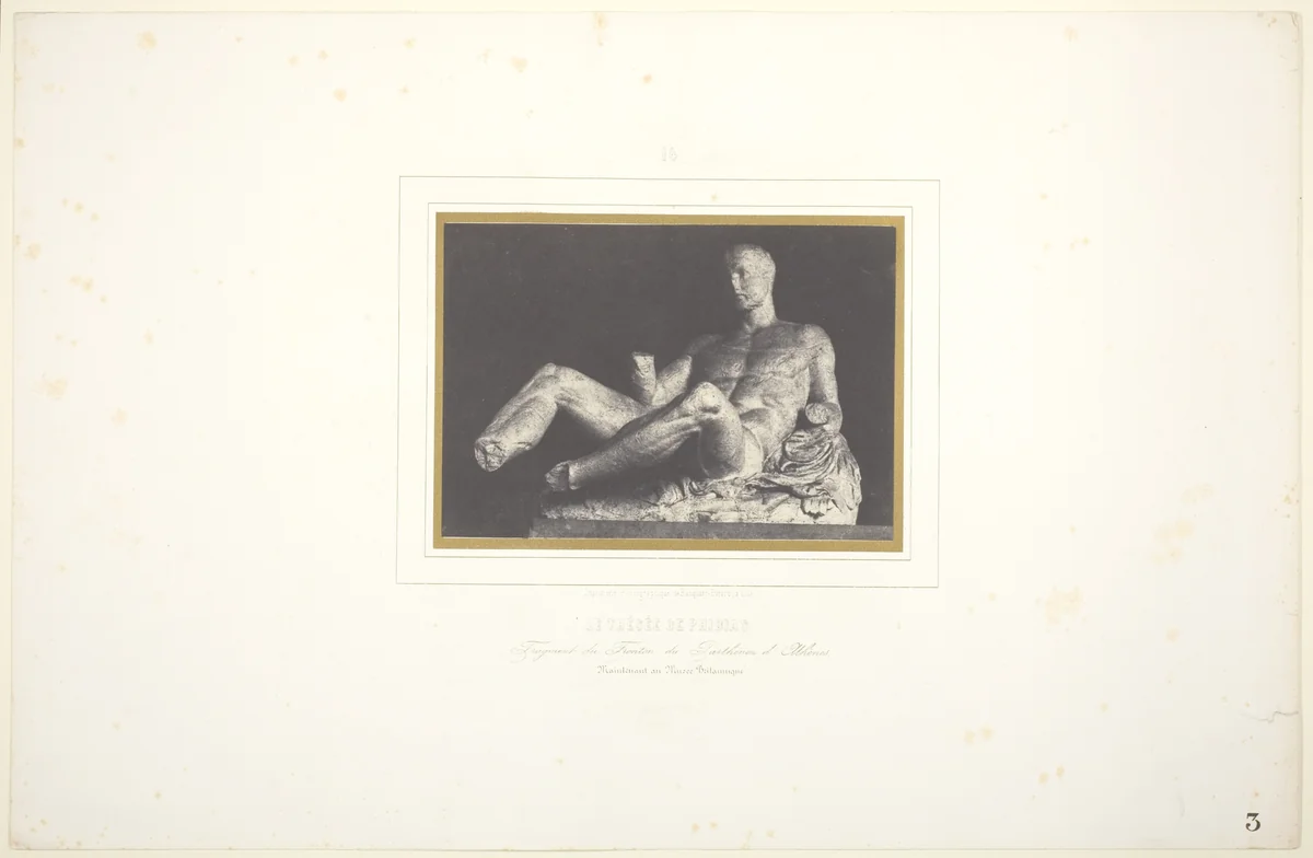 Le Thésée de Phidias/ Fragment du Fronton du Parthenon d'Athènes/ Maintenant au Musée Britannique by Louis-Désiré Blanquart-Evrard, photograph, 1851