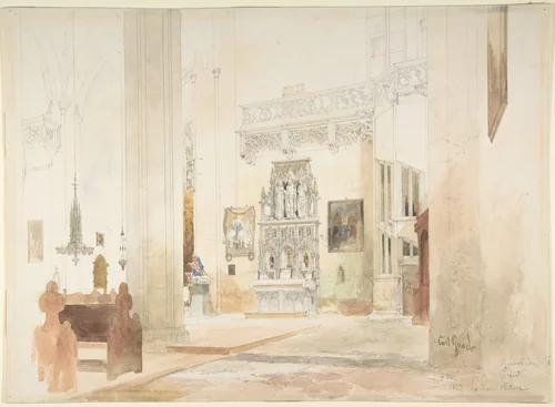 Interior of Saint Severin Church in Erfurt by Carl Georg Anton Graeb, drawing, 1855