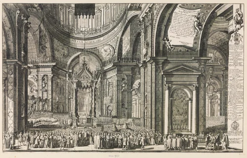Canonization of Five Cardinals in Saint Peter's Basilica, Rome by Giuseppe Tiburtio Vergelli, print, 1690