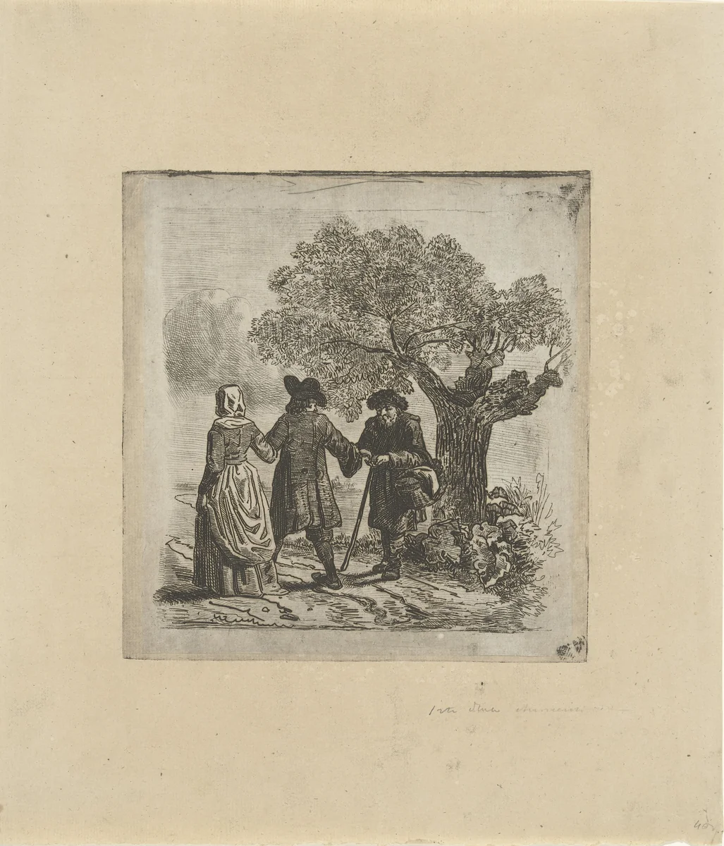 Bedelaar aan de rand van de weg by Reinier Craeyvanger, print, 1822-1880