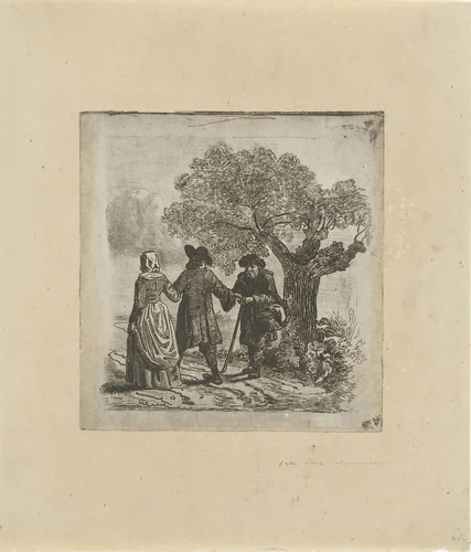 Bedelaar aan de rand van de weg by Reinier Craeyvanger, print, 1822-1880