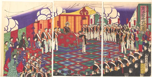 View of the Issuance of the Constitution by Baiju Kunitoshi, print, 1889