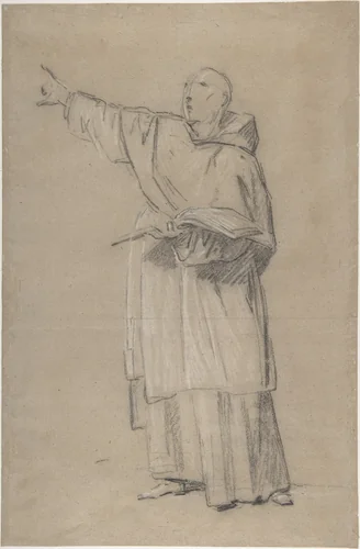 A standing monk by anonymous, drawing, 1700-1799