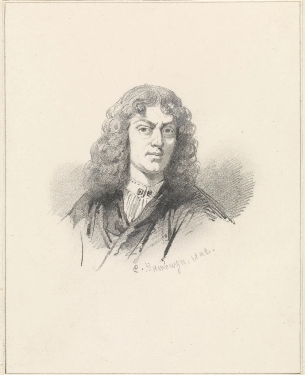 Portret van Ferdinand Bol by Coenraad Hamburger, drawing, 1842