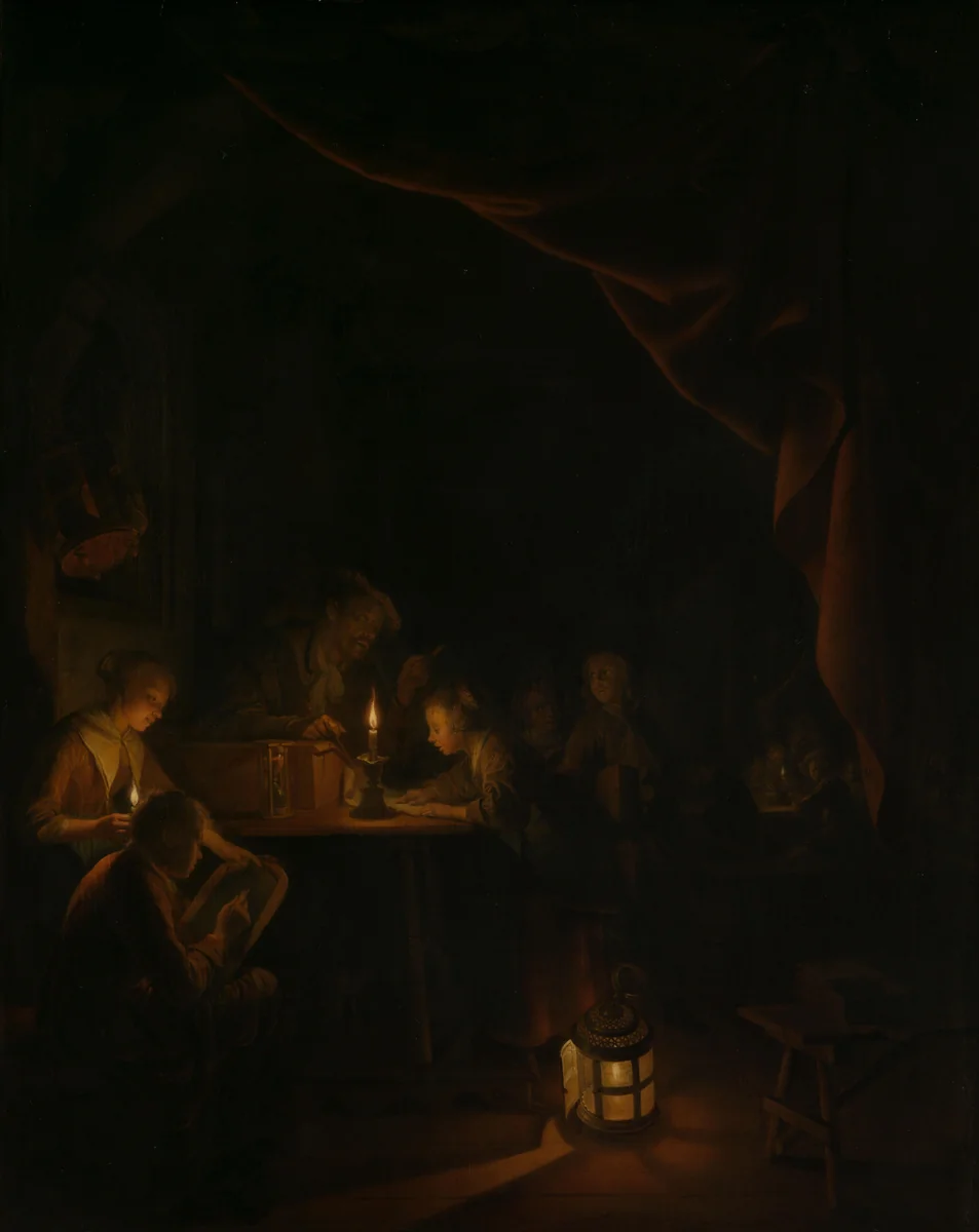 The Night School by Gerard Dou, painting, 1660-1665