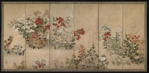 Flowers and Grasses by Kitagawa Sōsetsu, painting, 1640-1660