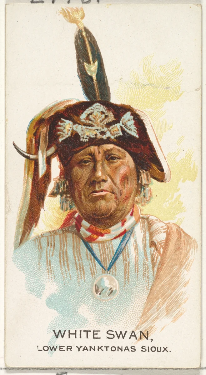 White Swan, Lower Yanktonas Sioux, from the American Indian Chiefs series (N2) for Allen & Ginter Cigarettes Brands by Allen & Ginter, print, 1888