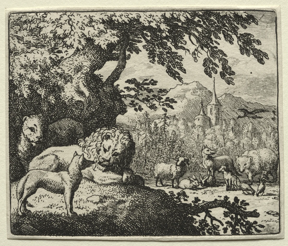 Reynard the Fox: Reynard Continues His Story by Allart van Everdingen, print, 1650-1675