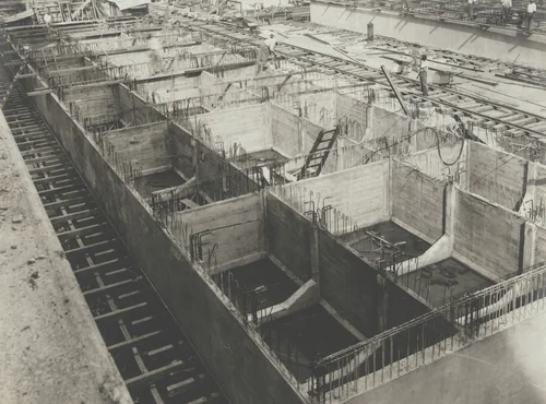 Reinforced Concrete Pontoons. Forms removed from Pontoon No. 4 by Unidentified Photographer, photograph, 1916