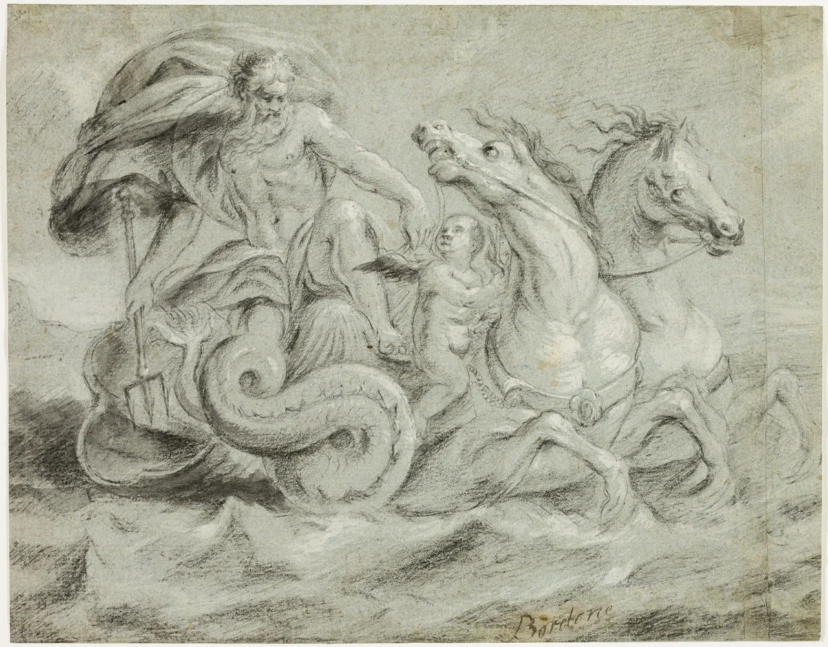 Neptune by Paris Bordone, drawing, 1550-1599