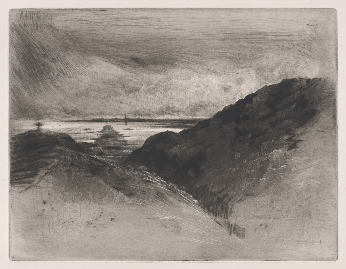 The Cliff - Bay of Saint-Malo by Félix Hilaire Buhot, print, 1889-1890
