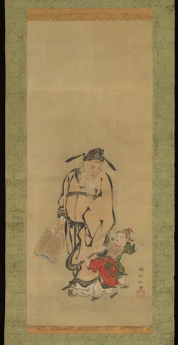 Old Man and Children by Meizhi, painting, 1800-1899