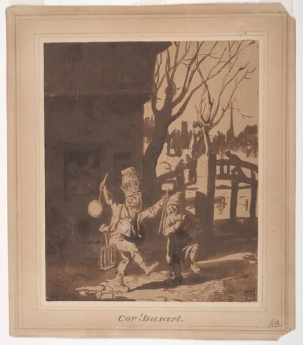 The Baker's Children Playing by Cornelis Dusart, drawing, 1680-1704